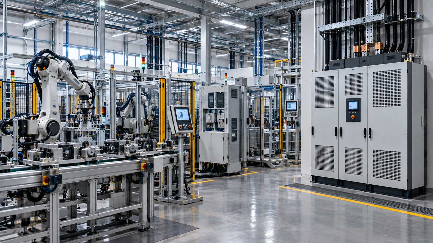 Estabilizador de voltaje estático integrado en una línea de producción automatizada