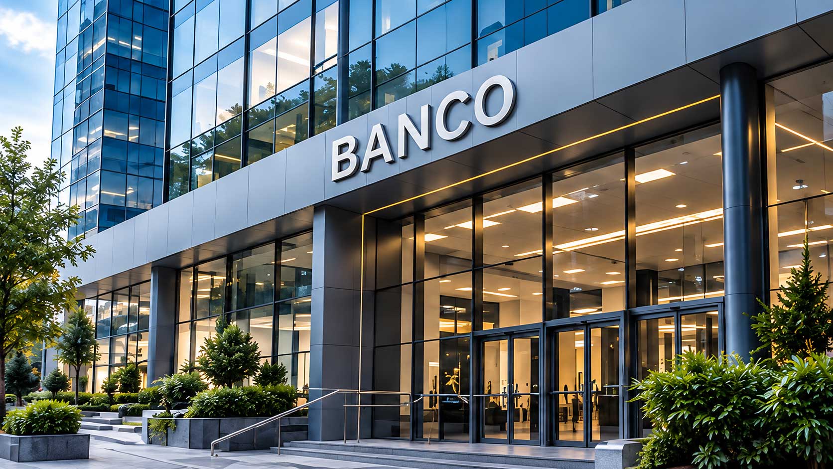 Infraestructura bancaria moderna asociada a sistemas eléctricos críticos
